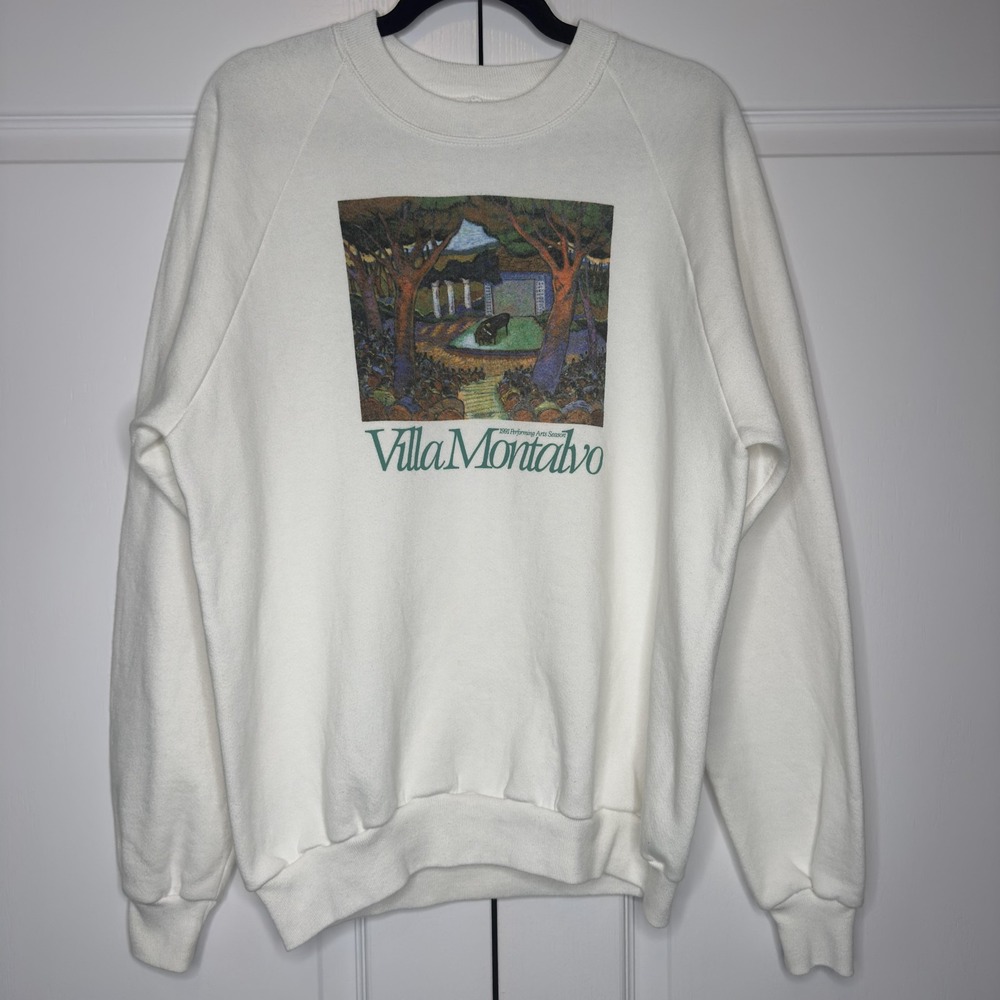 Vintage Jerzees Sweatshirt Mens XL Villa Montalvo 1991 Graphic Crewneck Fleece